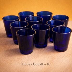Vintage Rare Libbey Cobalt Blue Shot Glasses | Set of 10 | Mid-Century Barware